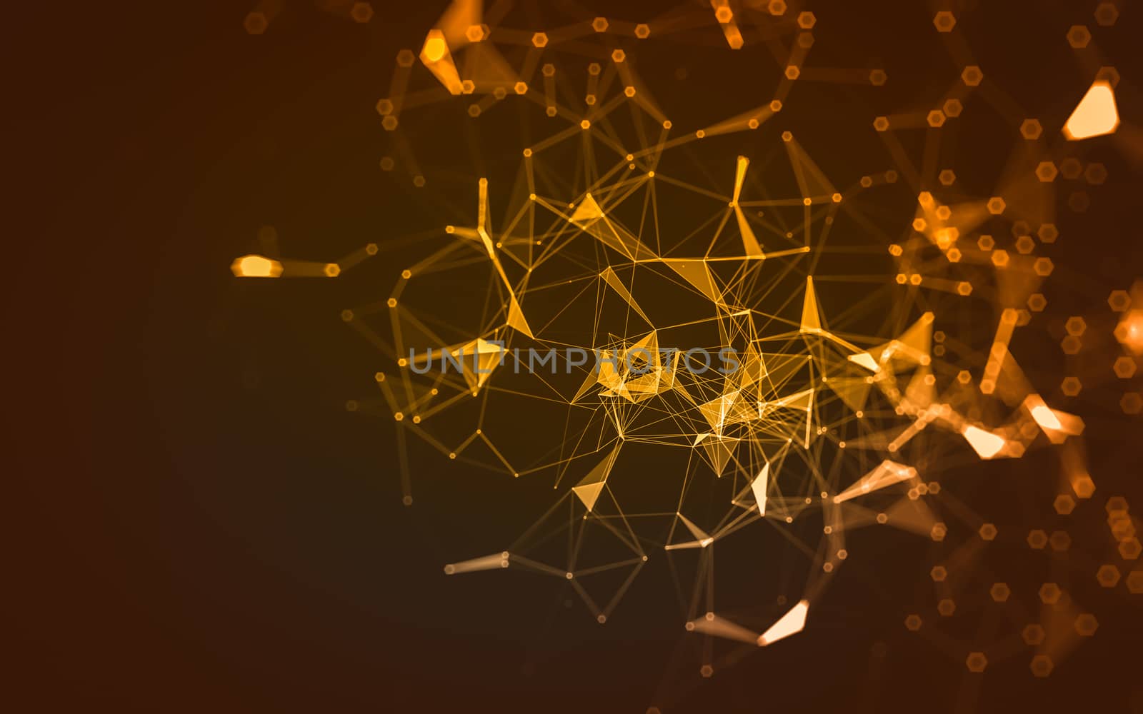 Abstract polygonal space low poly dark background with connecting dots and lines. Connection structure. 3d rendering