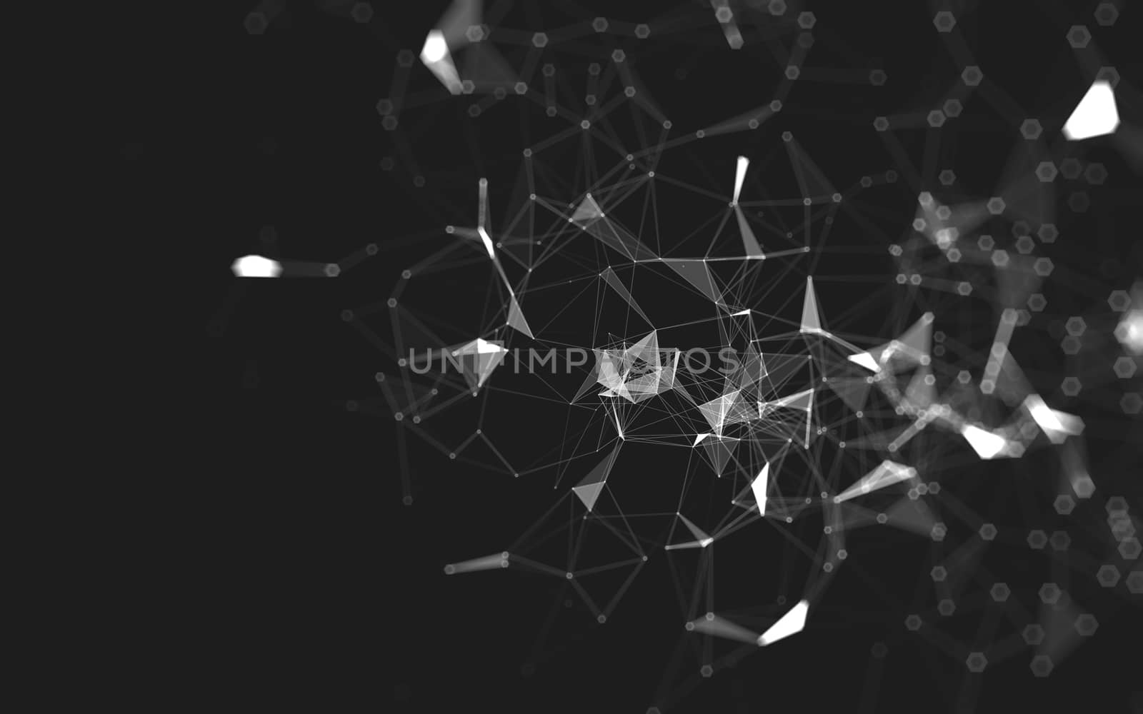 Abstract polygonal space low poly dark background, 3d rendering by teerawit