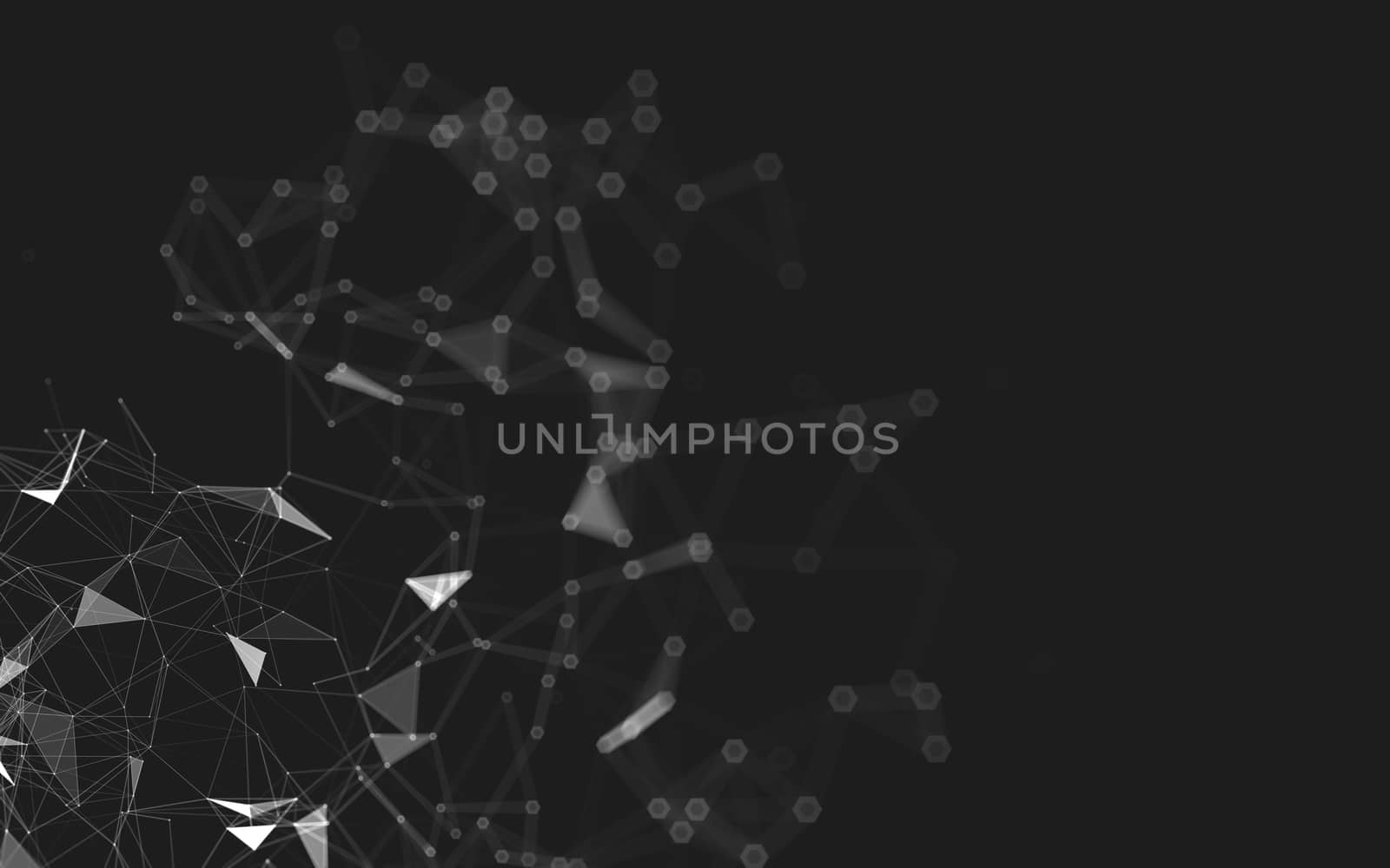 Abstract polygonal space low poly dark background, 3d rendering by teerawit