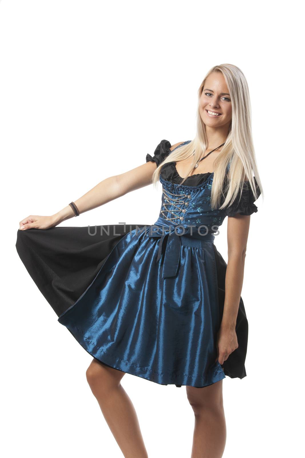 blonde woman in a bavarian dirndl