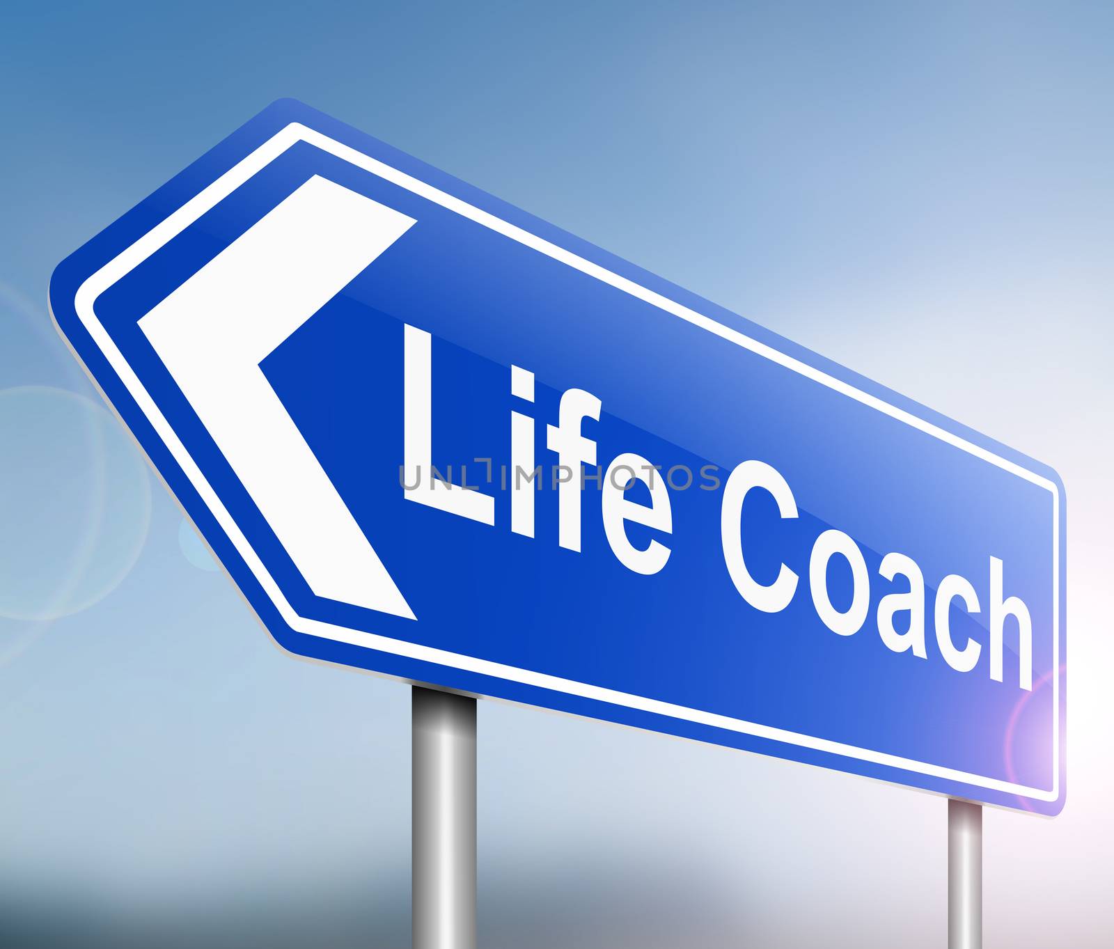 Illustration depicting a sign with a life coach concept.