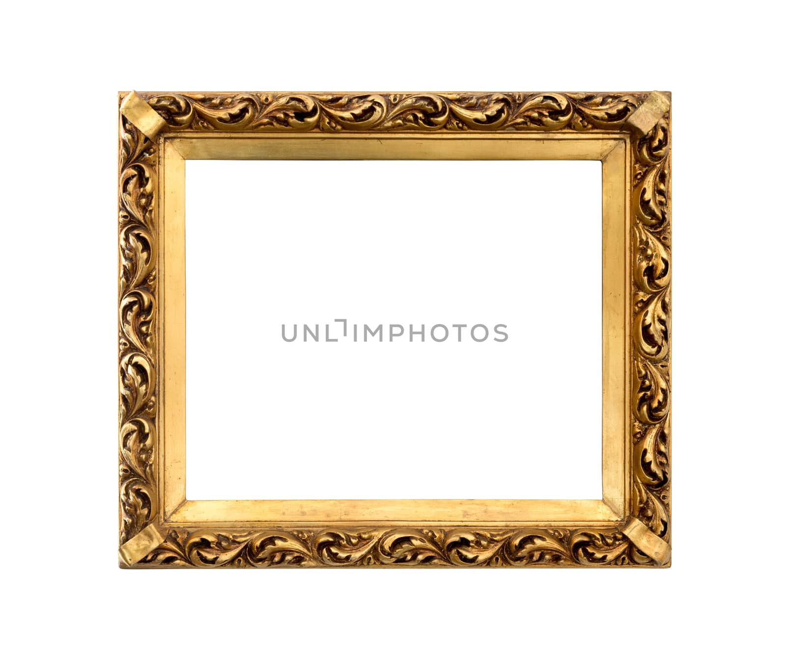 golden decorative frame for painting isolated on white by DNKSTUDIO