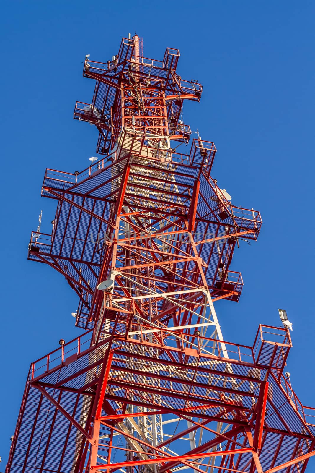 cell Antenna building communication and blue sky.