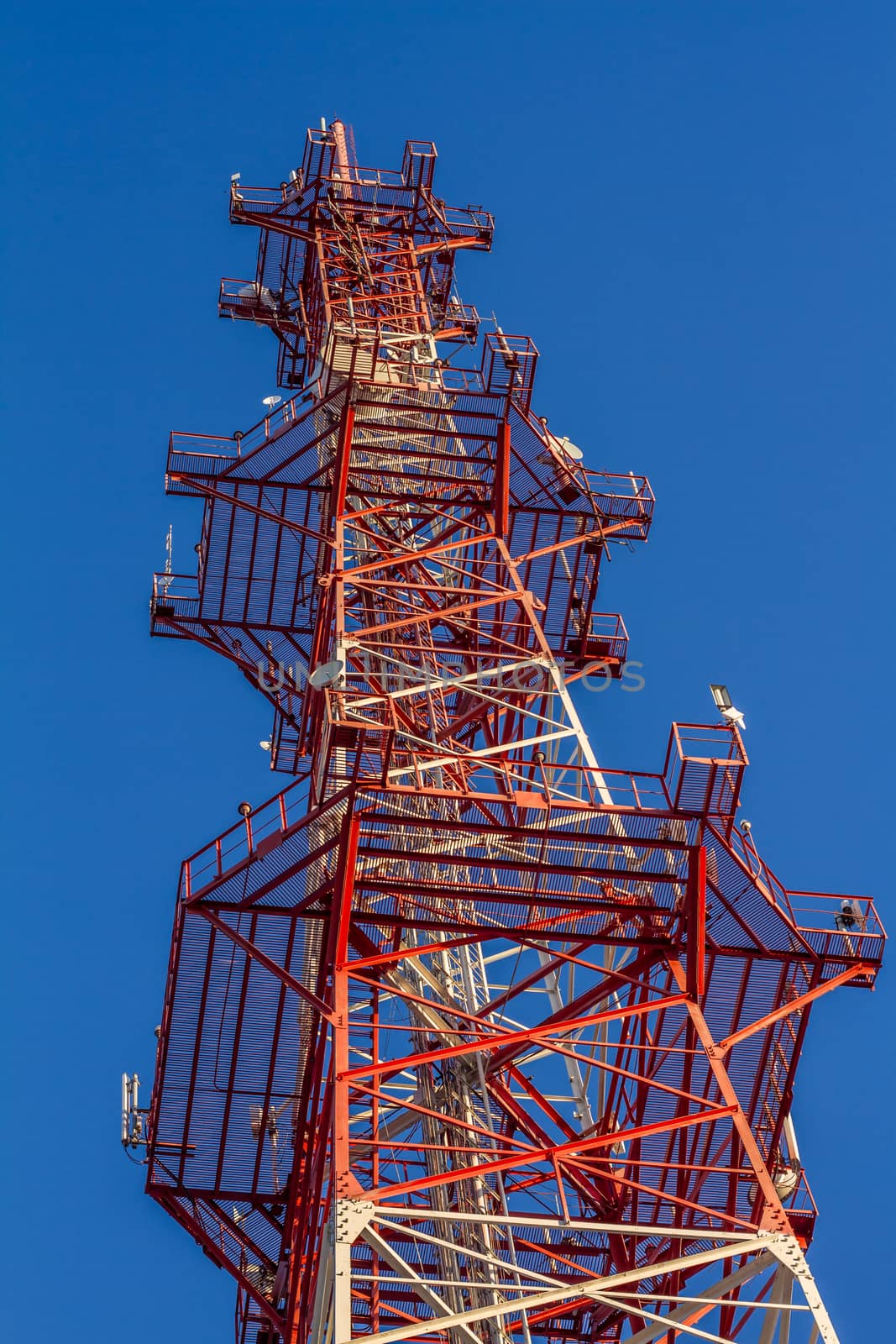 cell Antenna building communication and blue sky.