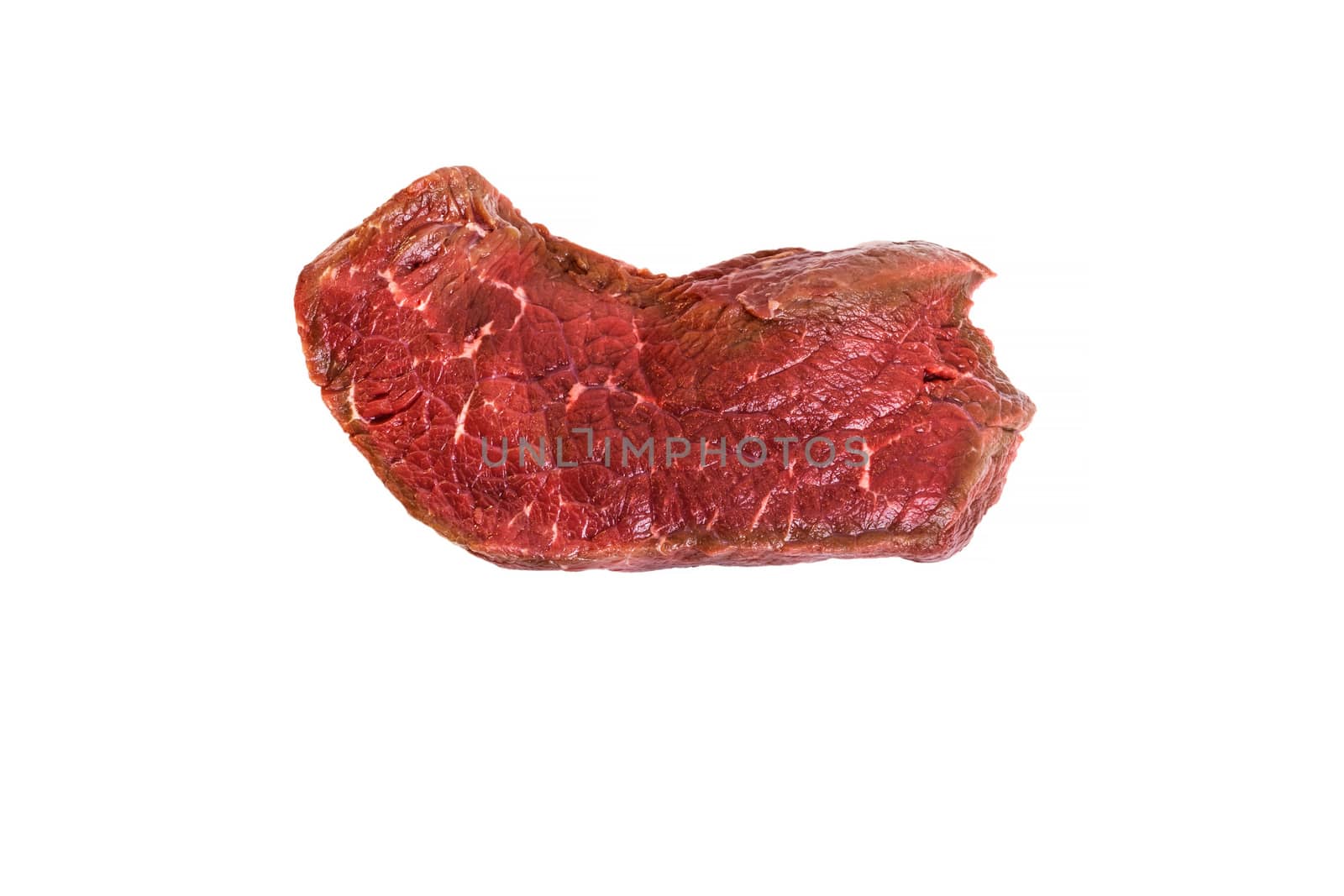 Fresh raw beef steak on white background