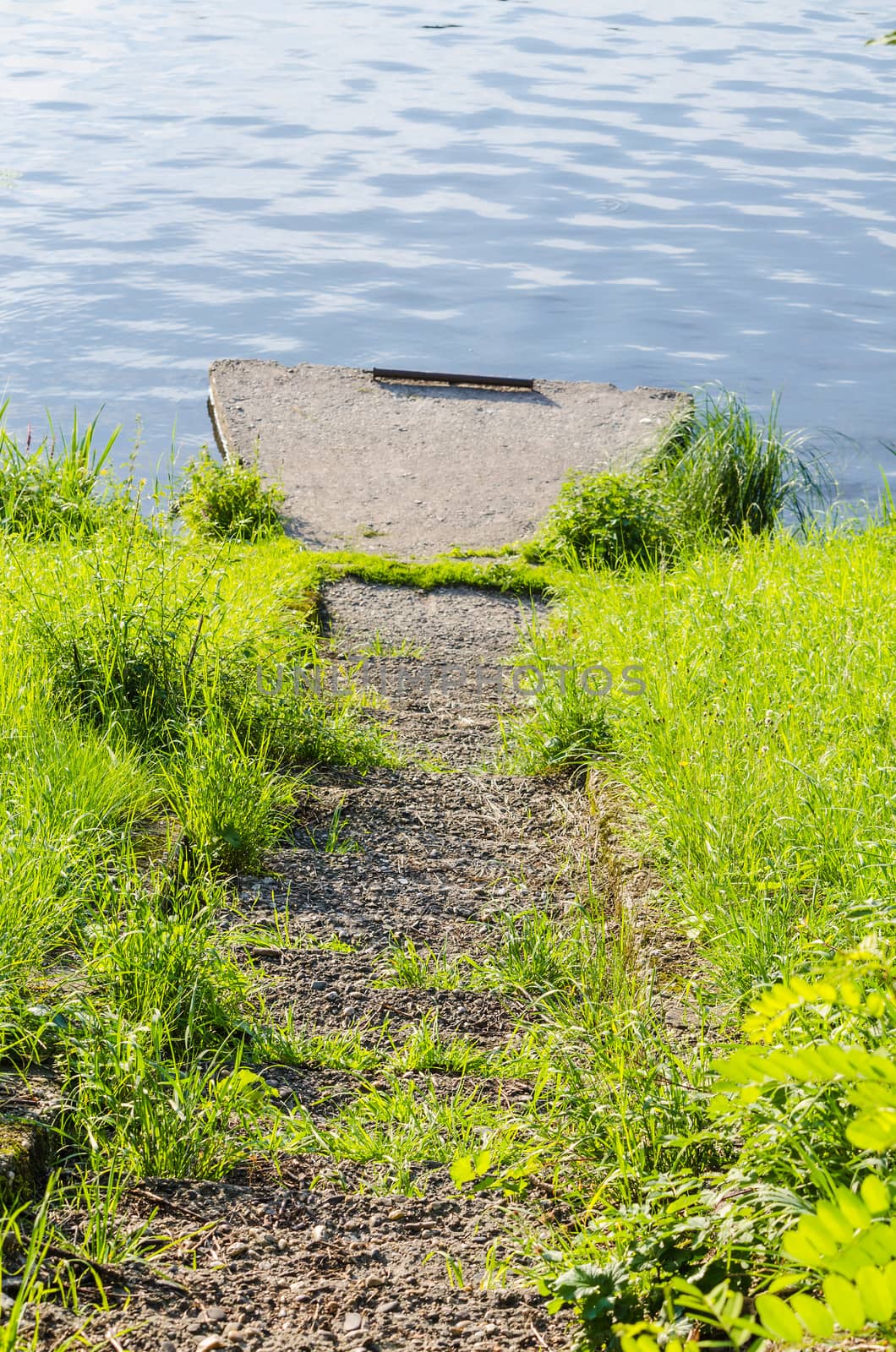 Abandoned ship mooring at the Ruhr in Essen, Germany