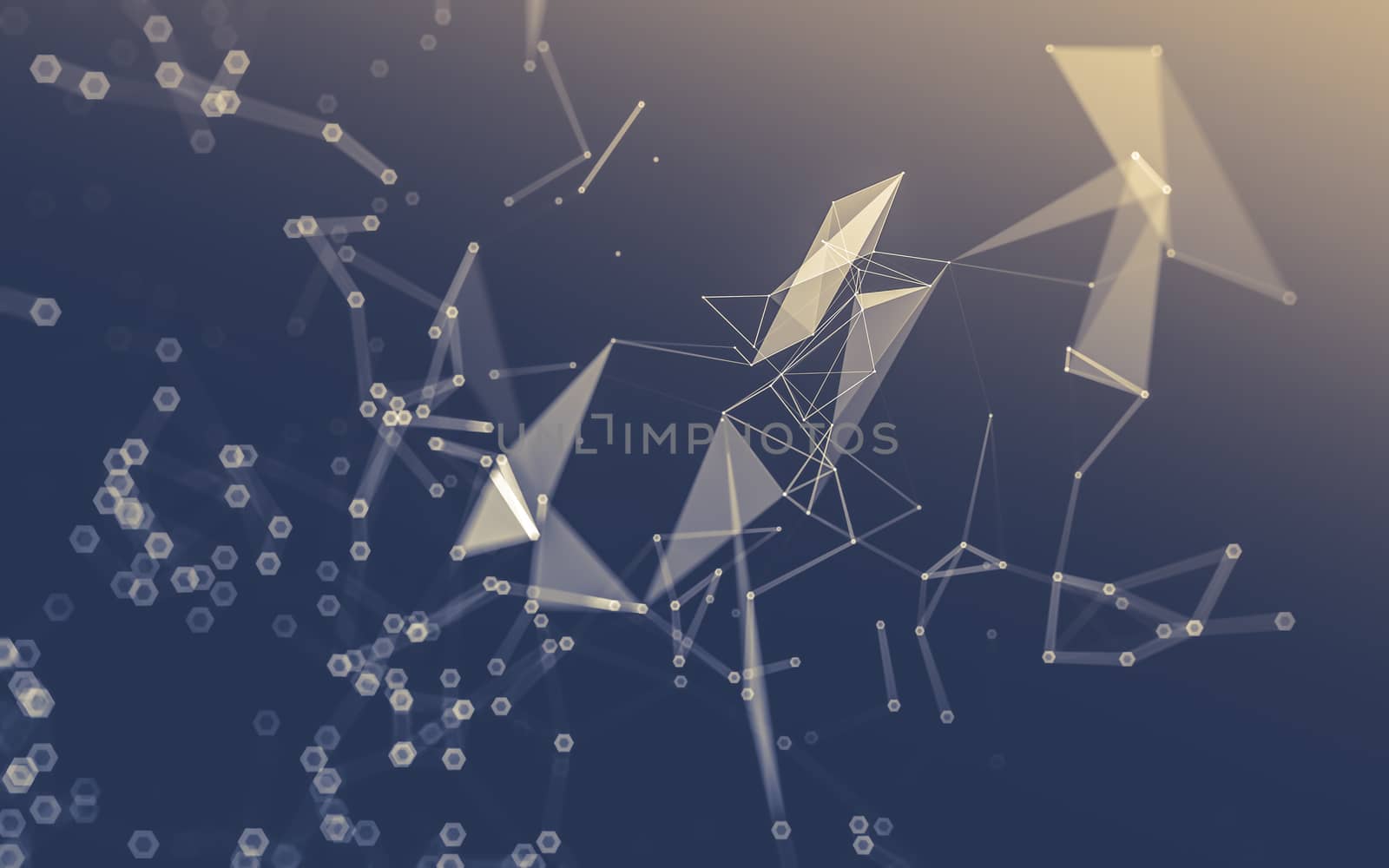 Abstract polygonal space low poly dark background with connecting dots and lines. Connection structure. 3d rendering