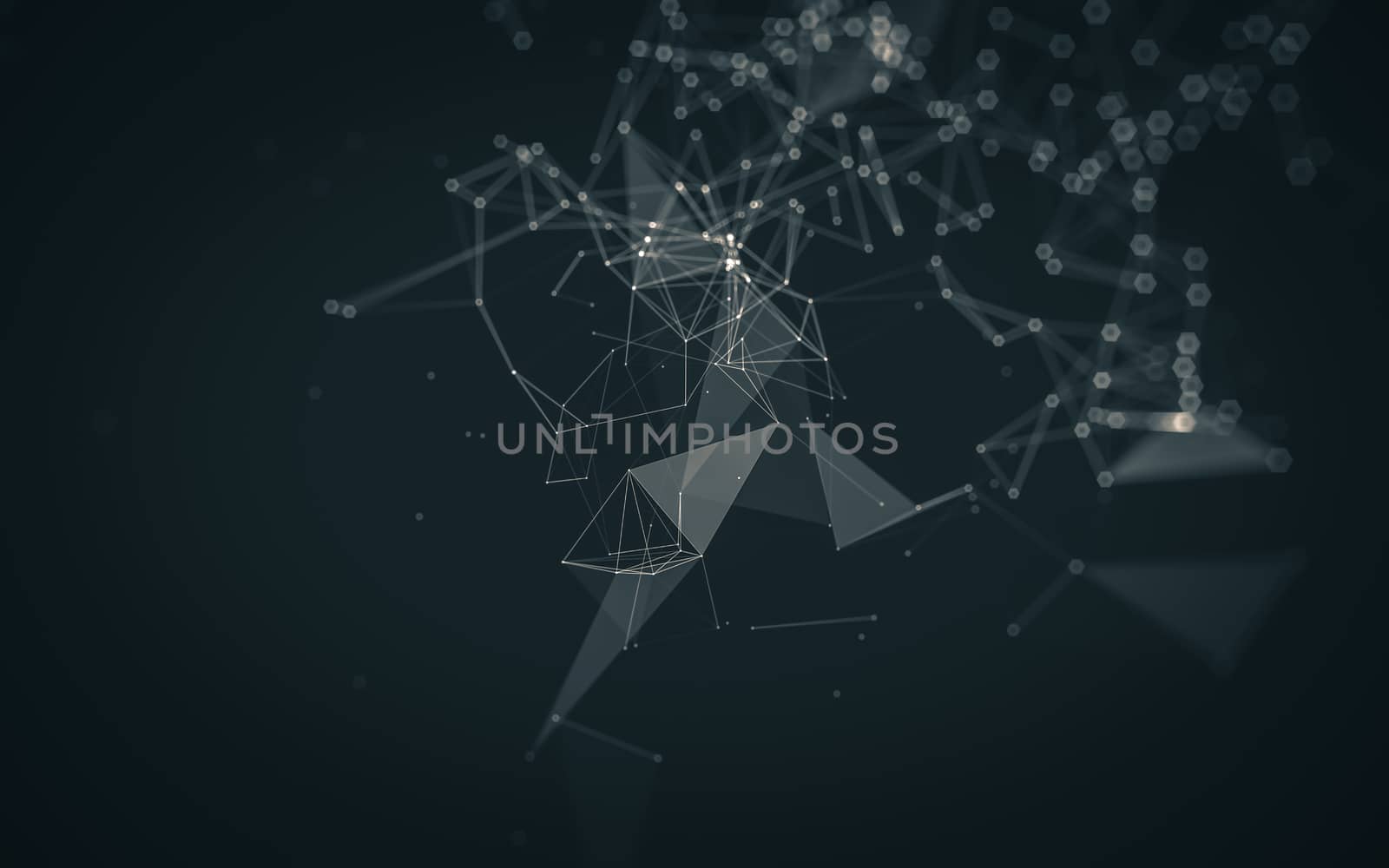 Abstract polygonal space low poly dark background, 3d rendering by teerawit