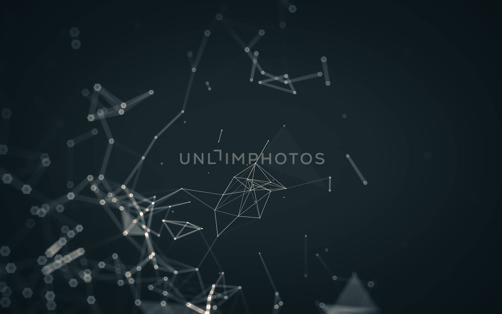 Abstract polygonal space low poly dark background, 3d rendering by teerawit