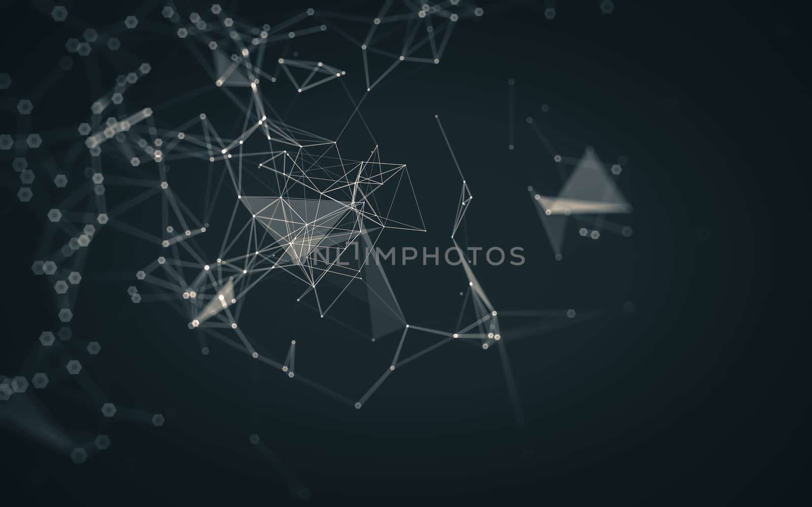 Abstract polygonal space low poly dark background, 3d rendering by teerawit