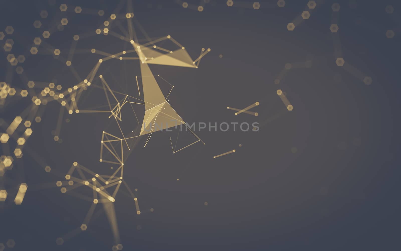 Abstract polygonal space low poly dark background, 3d rendering by teerawit