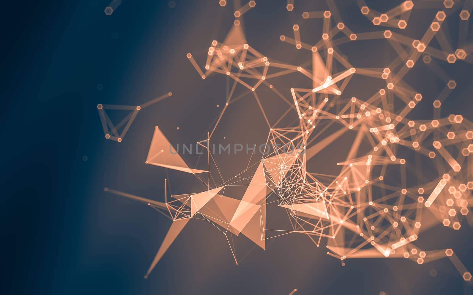 Abstract polygonal space low poly dark background with connecting dots and lines. Connection structure. 3d rendering