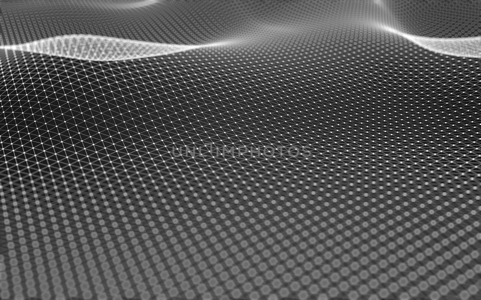 Abstract polygonal space low poly dark background with connecting dots and lines. Connection structure. 3d rendering