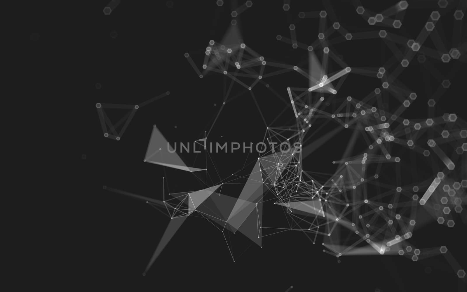 Abstract polygonal space low poly dark background, 3d rendering by teerawit