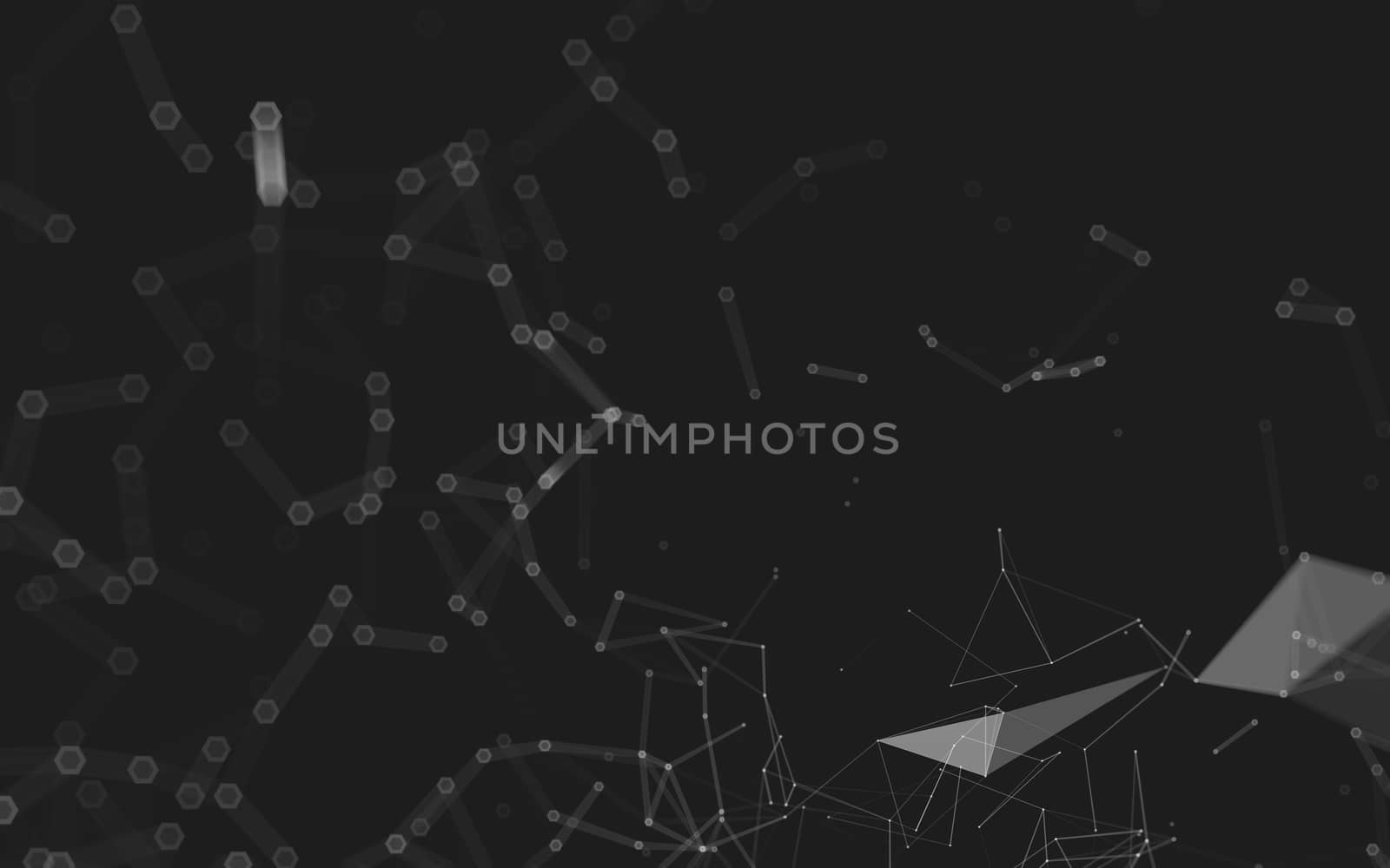 Abstract polygonal space low poly dark background with connecting dots and lines. Connection structure. 3d rendering