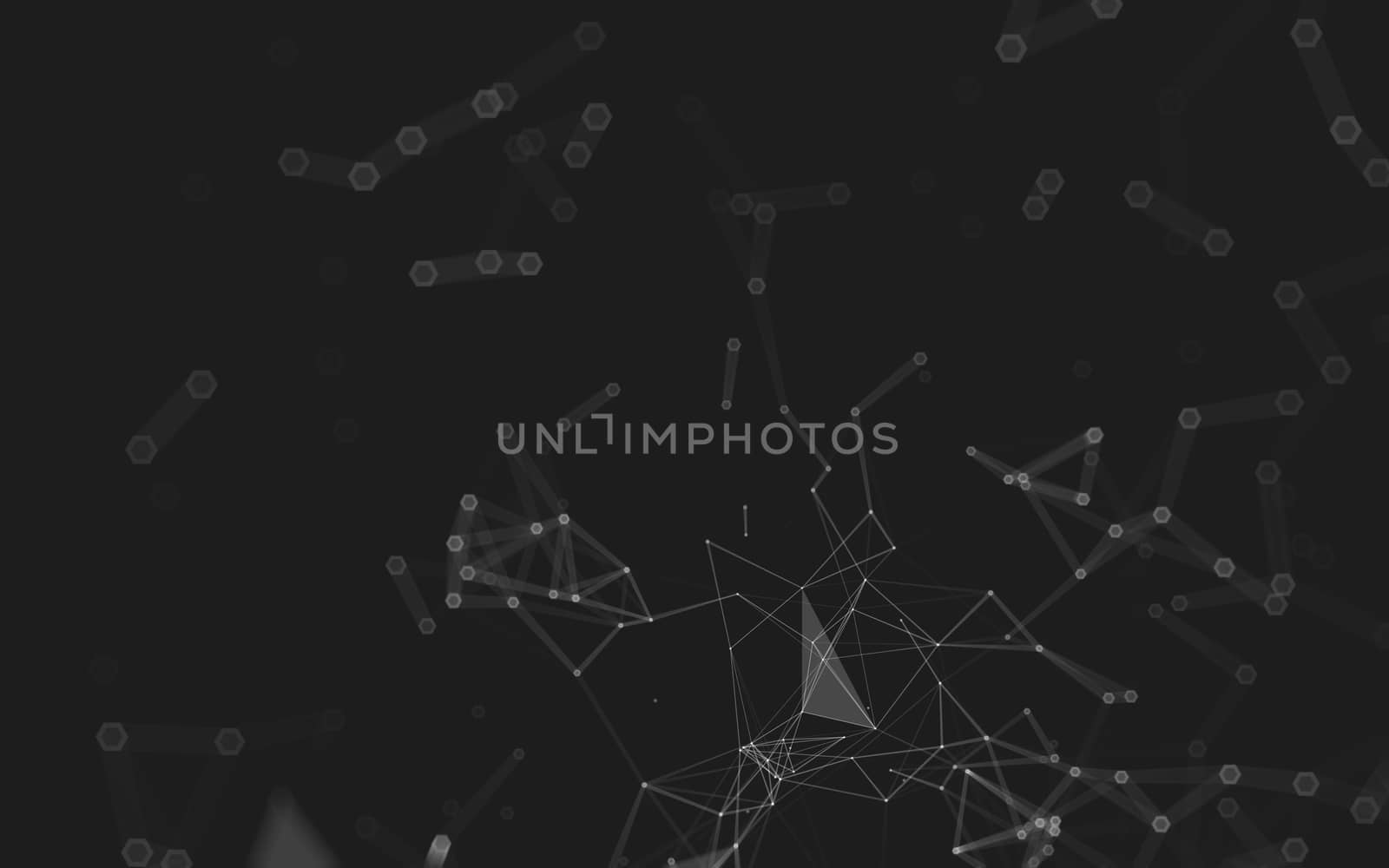 Abstract polygonal space low poly dark background with connecting dots and lines. Connection structure. 3d rendering