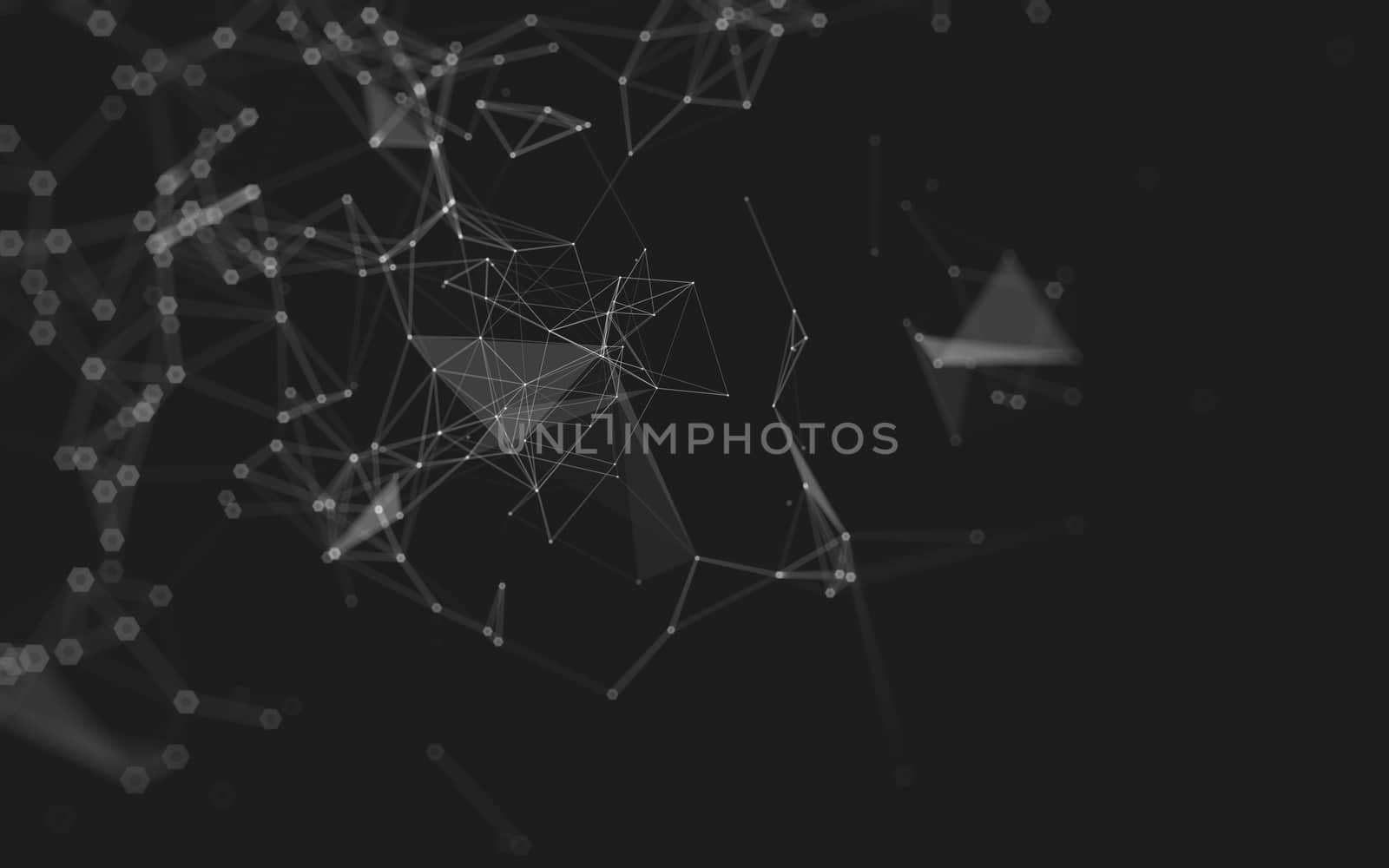 Abstract polygonal space low poly dark background, 3d rendering by teerawit