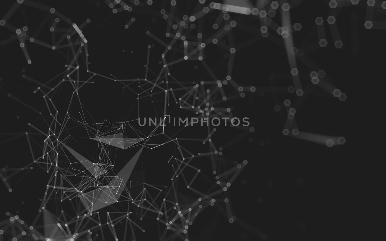 Abstract polygonal space low poly dark background with connecting dots and lines. Connection structure. 3d rendering