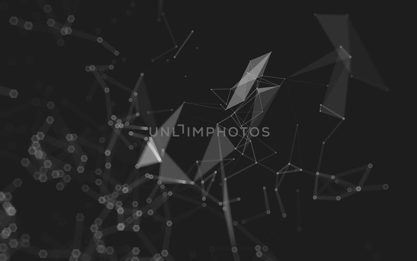 Abstract polygonal space low poly dark background with connecting dots and lines. Connection structure. 3d rendering