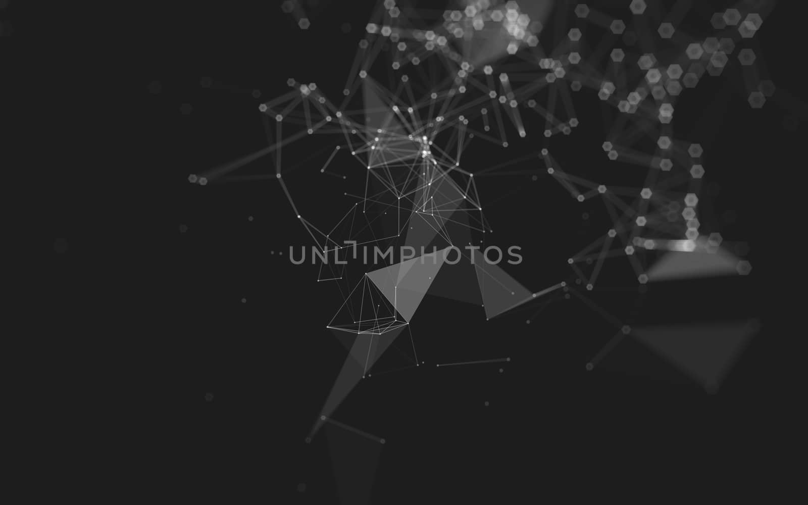 Abstract polygonal space low poly dark background, 3d rendering by teerawit