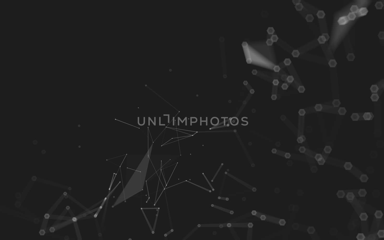 Abstract polygonal space low poly dark background with connecting dots and lines. Connection structure. 3d rendering