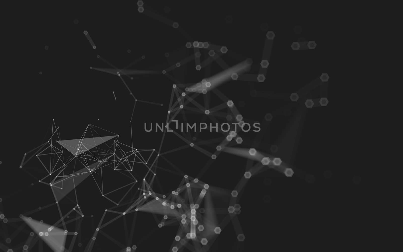 Abstract polygonal space low poly dark background with connecting dots and lines. Connection structure. 3d rendering