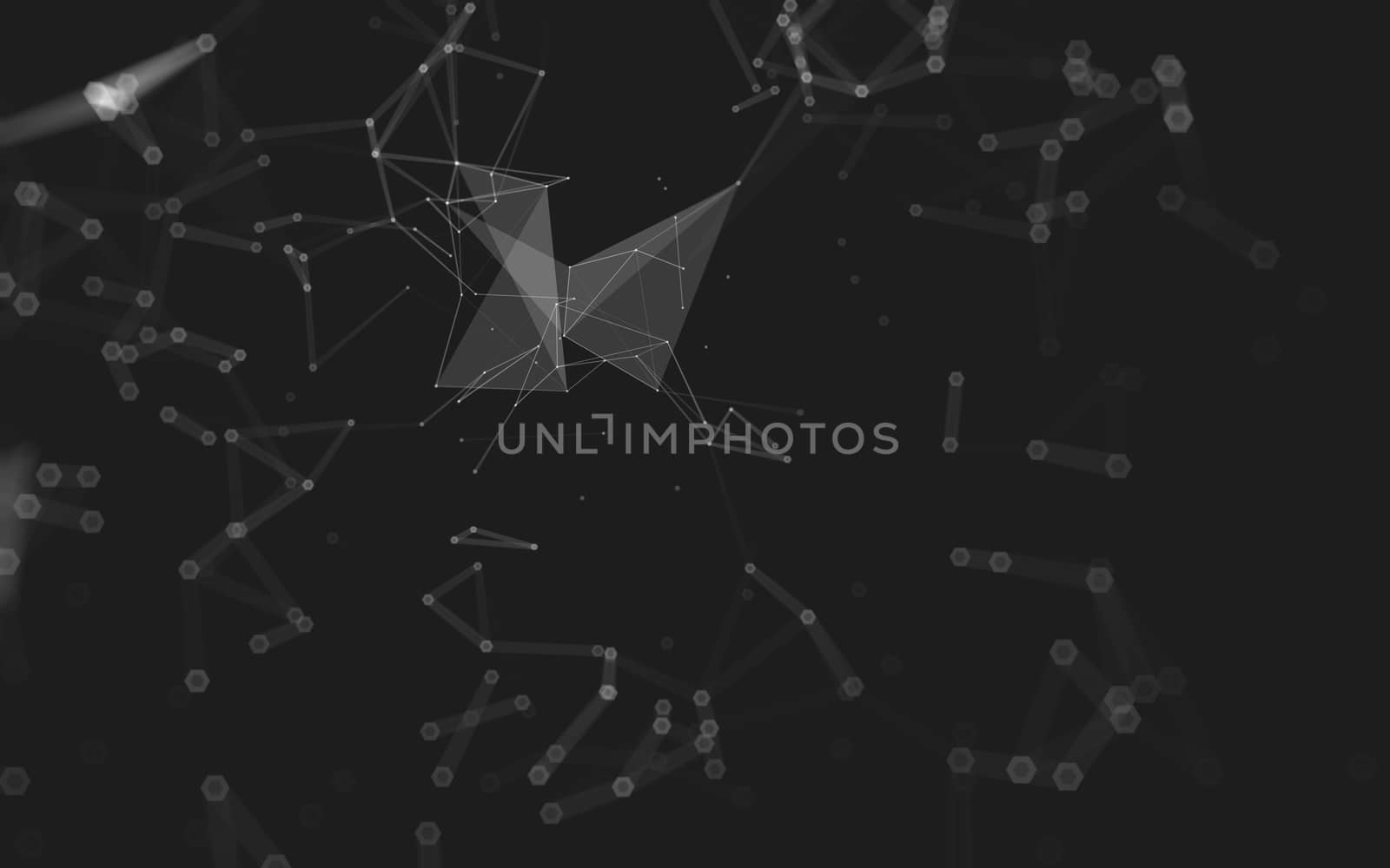 Abstract polygonal space low poly dark background with connecting dots and lines. Connection structure. 3d rendering