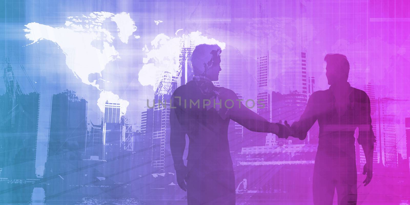 Business Presentation Abstract Background with Partners Shaking Hands