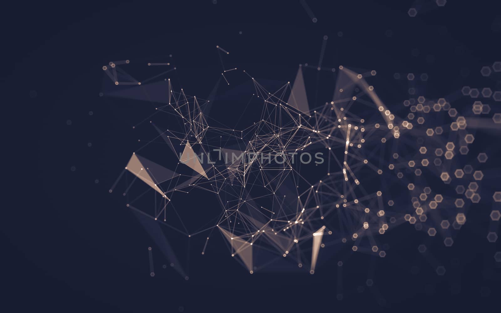 Abstract polygonal space low poly dark background with connecting dots and lines. Connection structure. 3d rendering