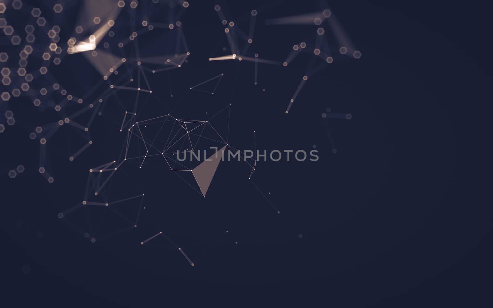 Abstract polygonal space low poly dark background with connecting dots and lines. Connection structure. 3d rendering