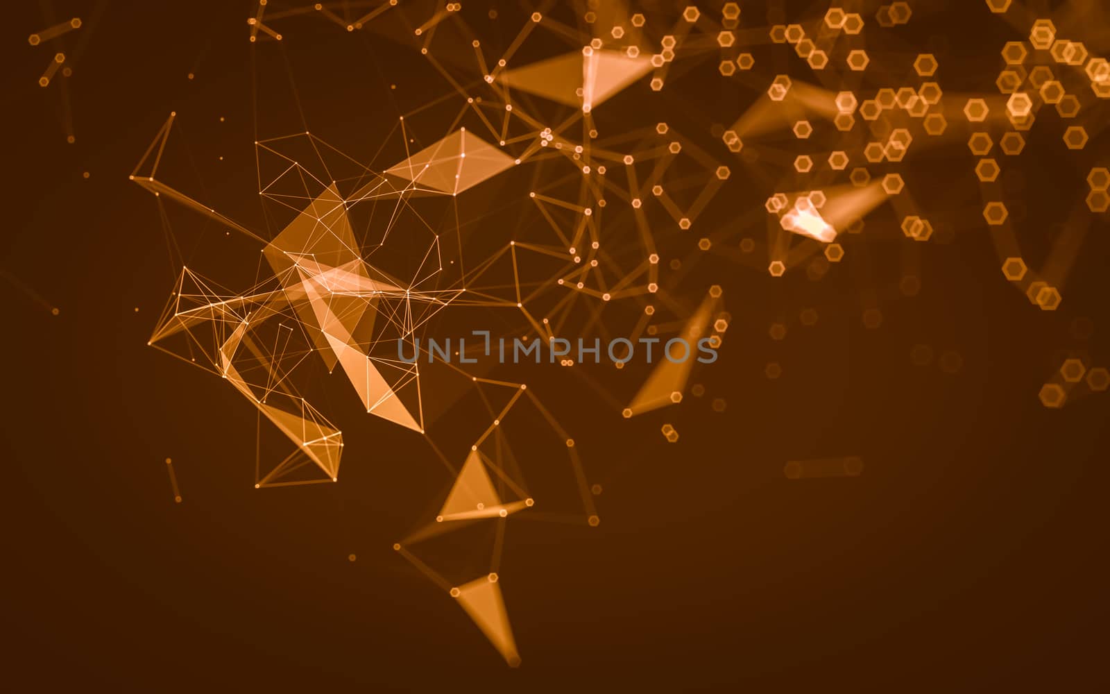 Abstract polygonal space low poly dark background with connecting dots and lines. Connection structure. 3d rendering