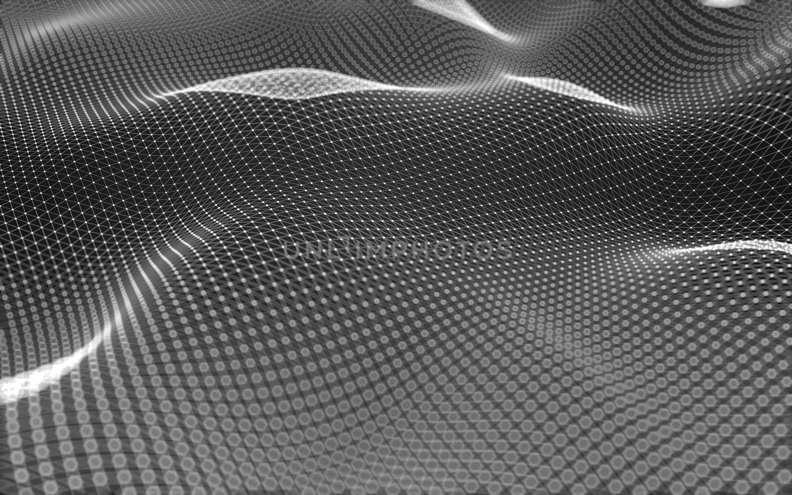 Abstract polygonal space low poly dark background with connecting dots and lines. Connection structure. 3d rendering