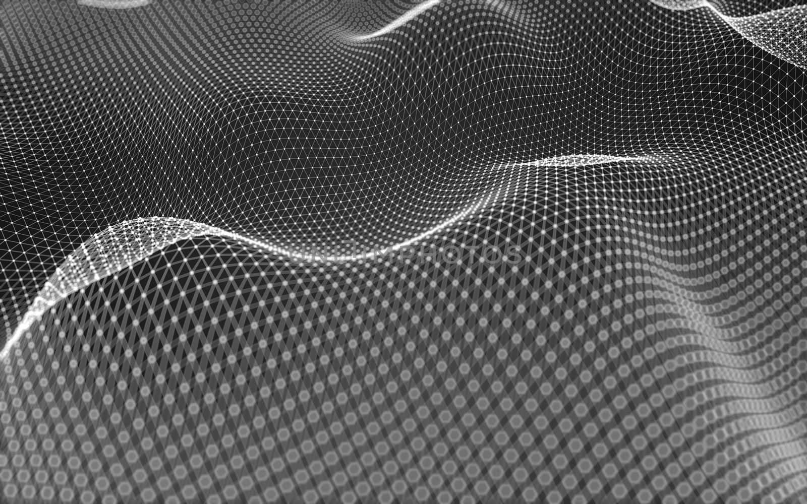 Abstract polygonal space low poly dark background with connecting dots and lines. Connection structure. 3d rendering