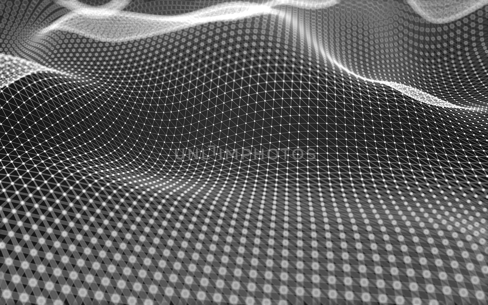 Abstract polygonal space low poly dark background with connecting dots and lines. Connection structure. 3d rendering