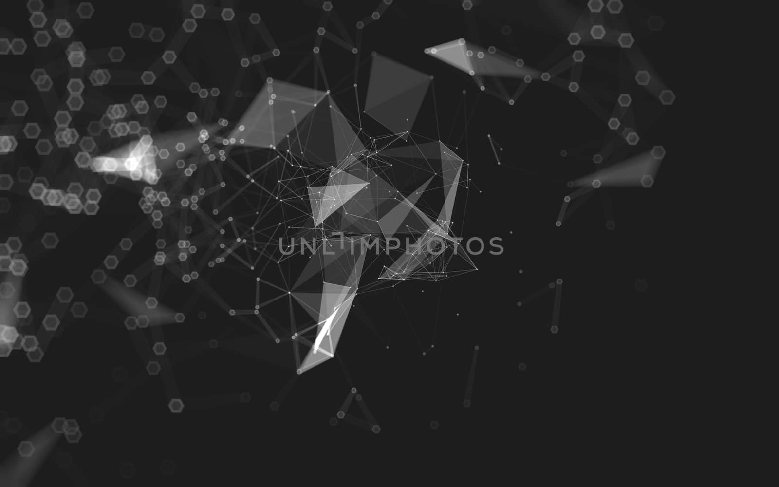 Abstract polygonal space low poly dark background, 3d rendering by teerawit