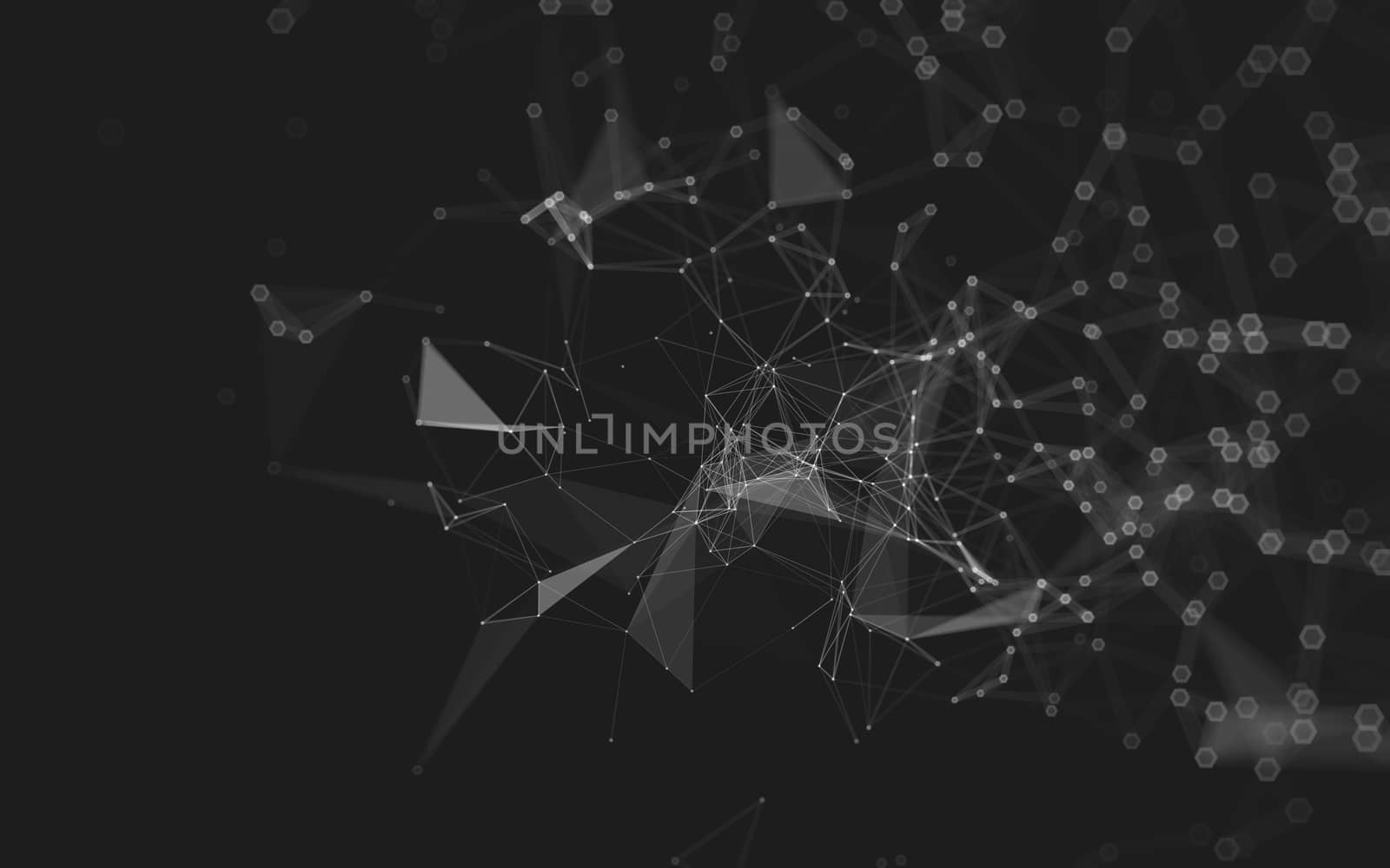 Abstract polygonal space low poly dark background, 3d rendering by teerawit