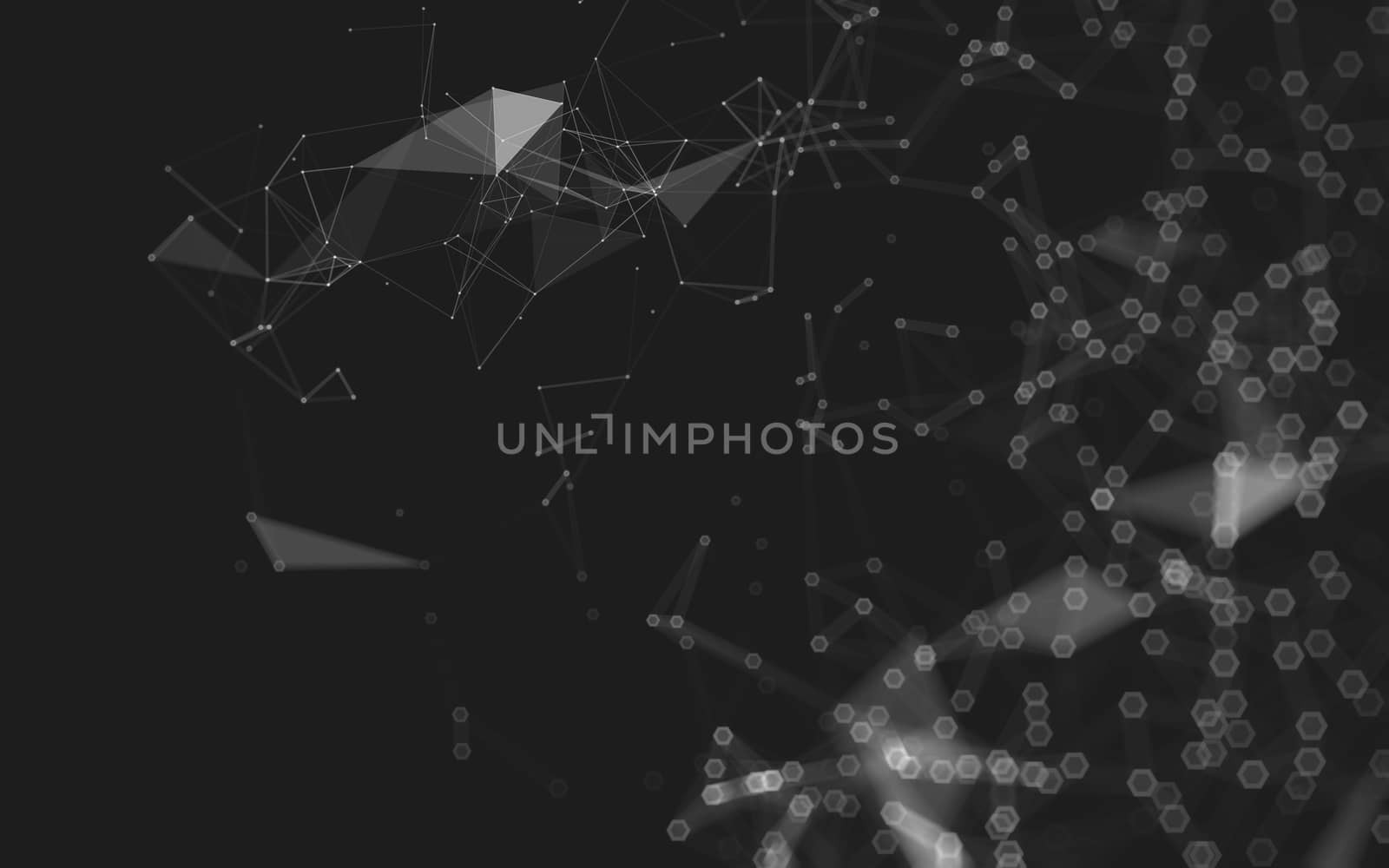 Abstract polygonal space low poly dark background, 3d rendering by teerawit