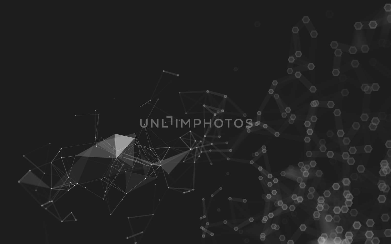 Abstract polygonal space low poly dark background with connecting dots and lines. Connection structure. 3d rendering