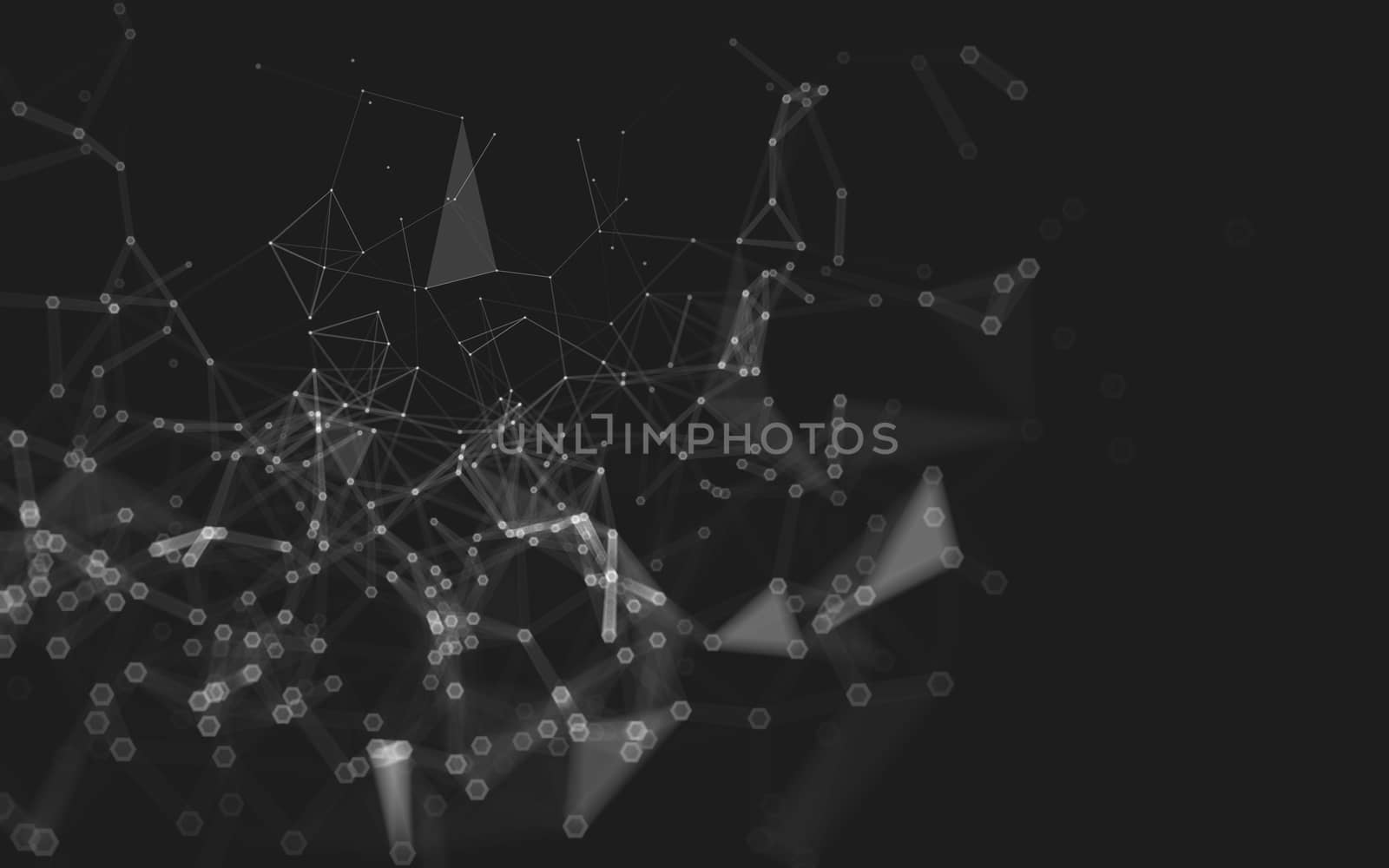 Abstract polygonal space low poly dark background with connecting dots and lines. Connection structure. 3d rendering