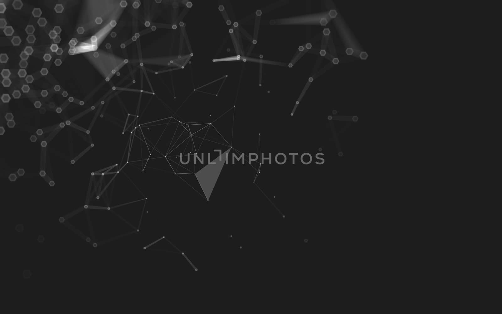 Abstract polygonal space low poly dark background with connecting dots and lines. Connection structure. 3d rendering