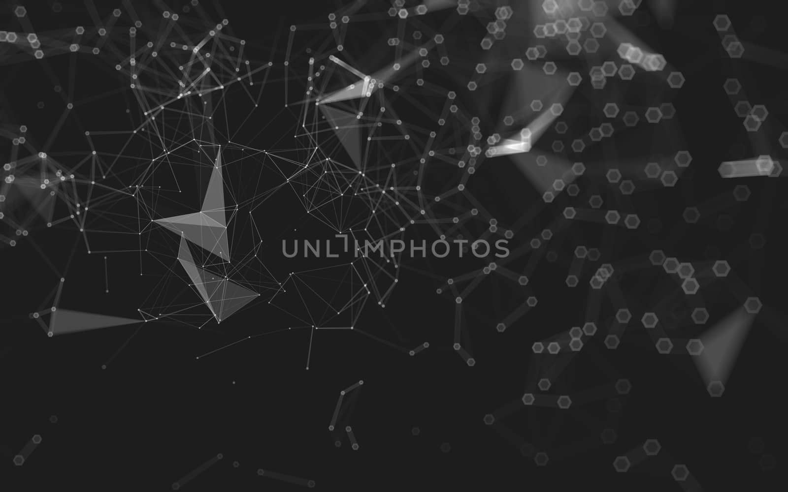 Abstract polygonal space low poly dark background with connecting dots and lines. Connection structure. 3d rendering