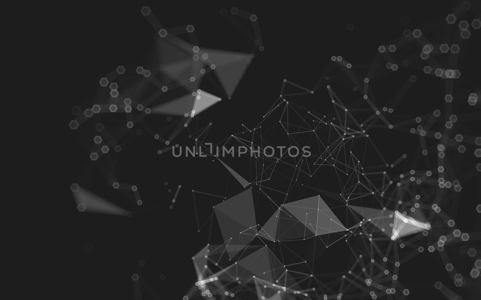 Abstract polygonal space low poly dark background, 3d rendering by teerawit