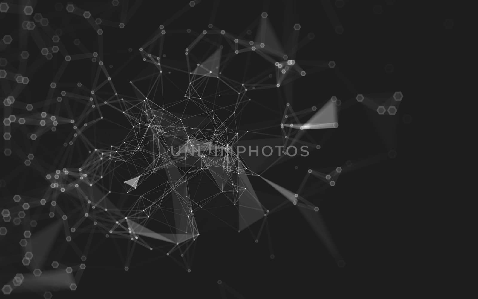 Abstract polygonal space low poly dark background with connecting dots and lines. Connection structure. 3d rendering