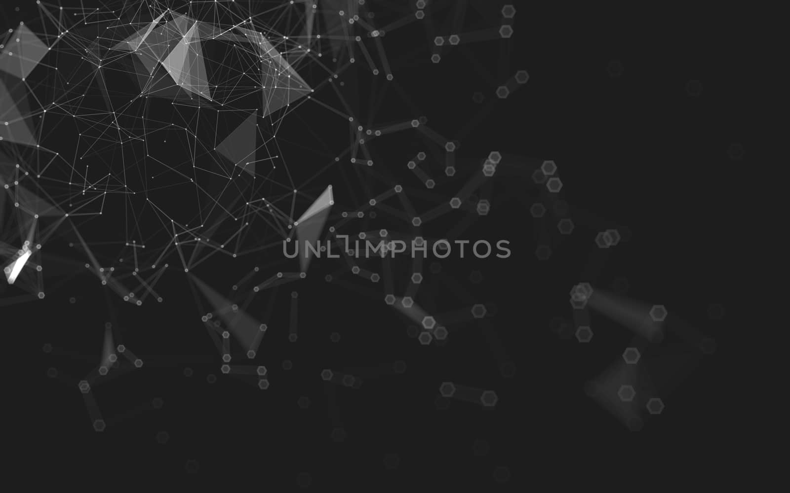 Abstract polygonal space low poly dark background, 3d rendering by teerawit