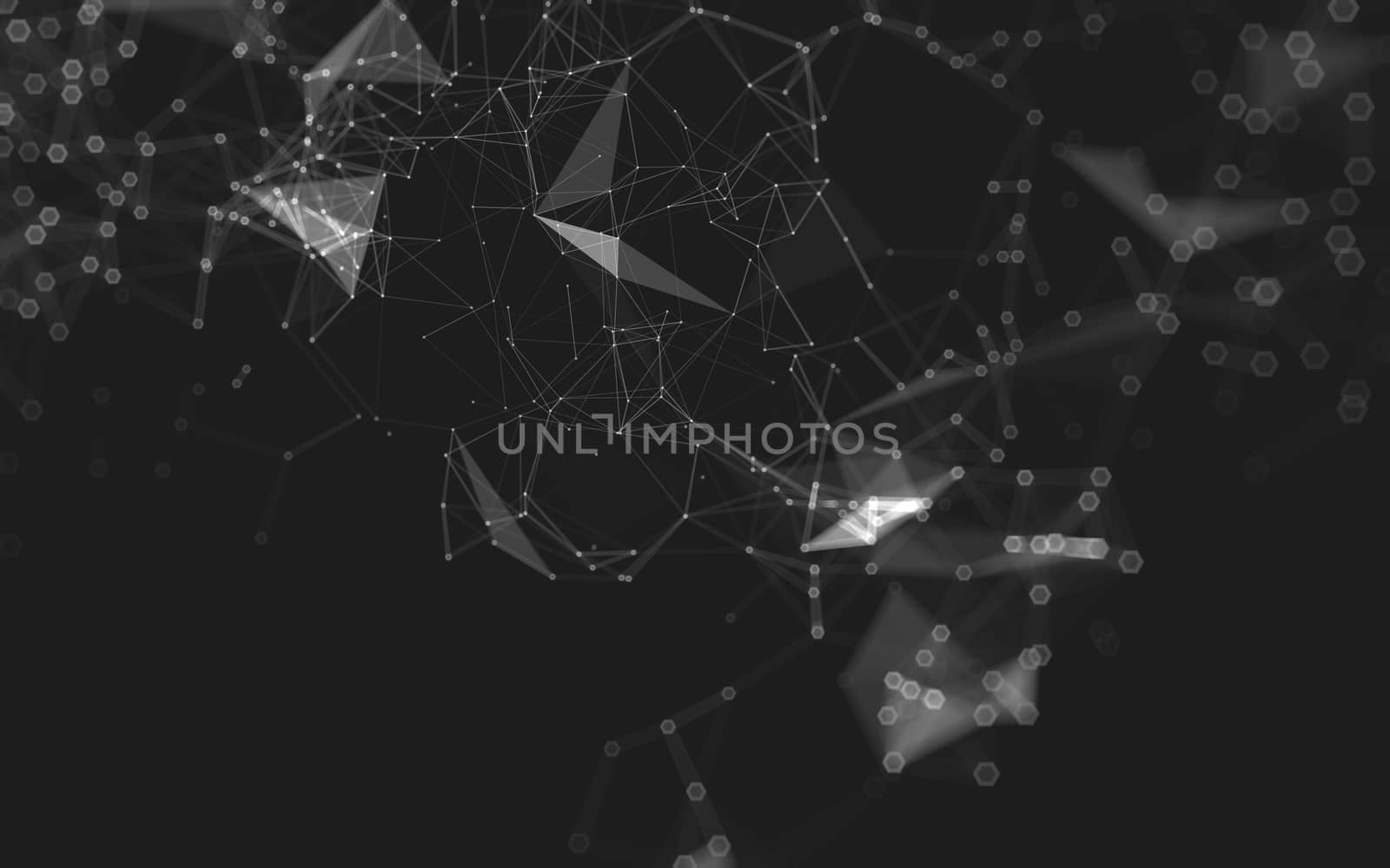 Abstract polygonal space low poly dark background with connecting dots and lines. Connection structure. 3d rendering