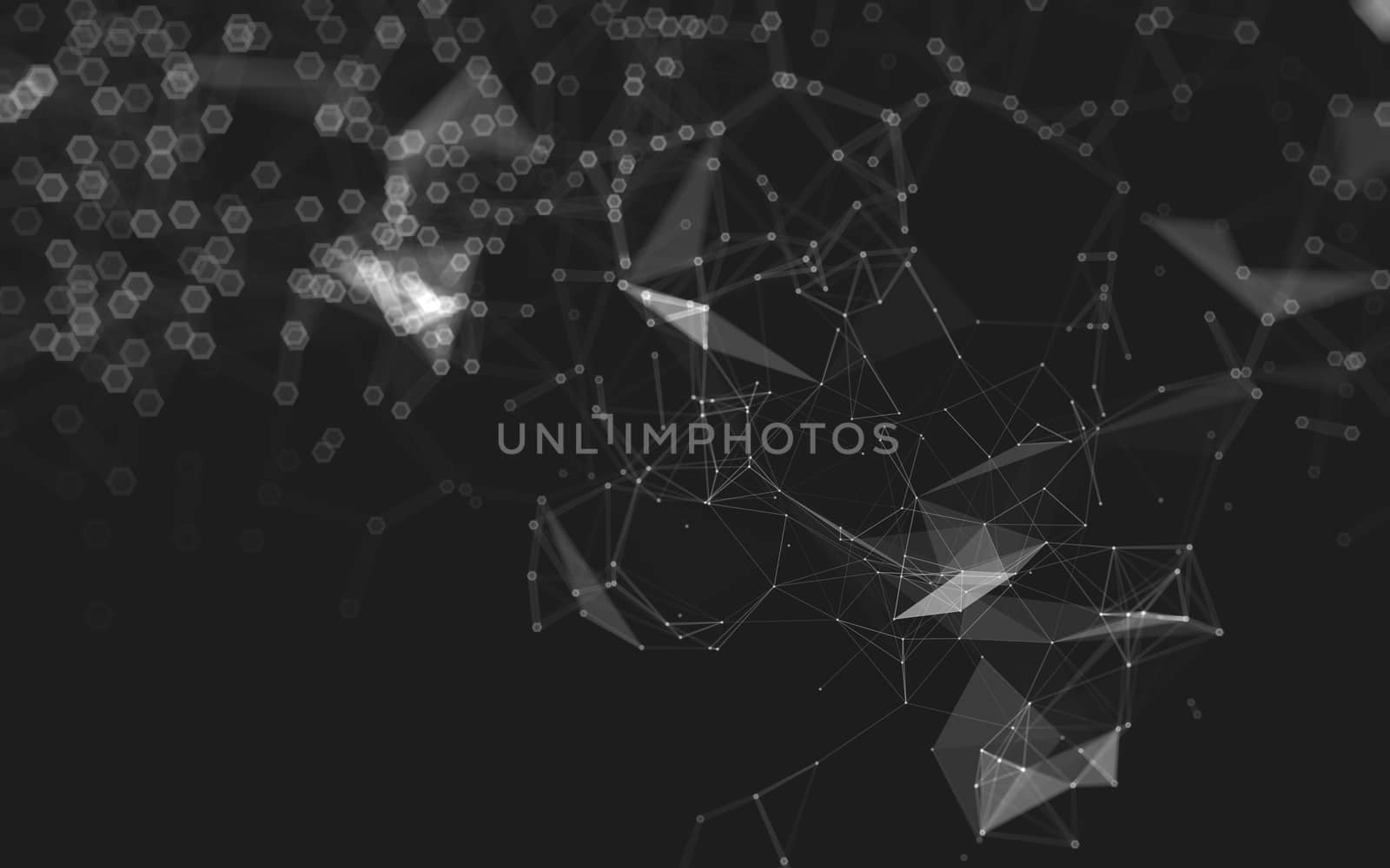 Abstract polygonal space low poly dark background with connecting dots and lines. Connection structure. 3d rendering