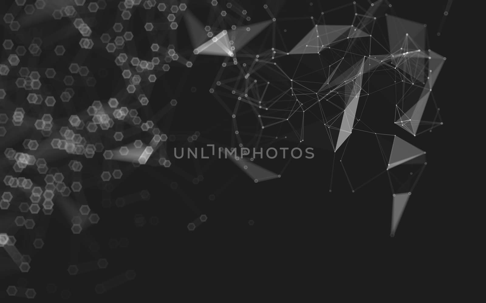 Abstract polygonal space low poly dark background, 3d rendering by teerawit