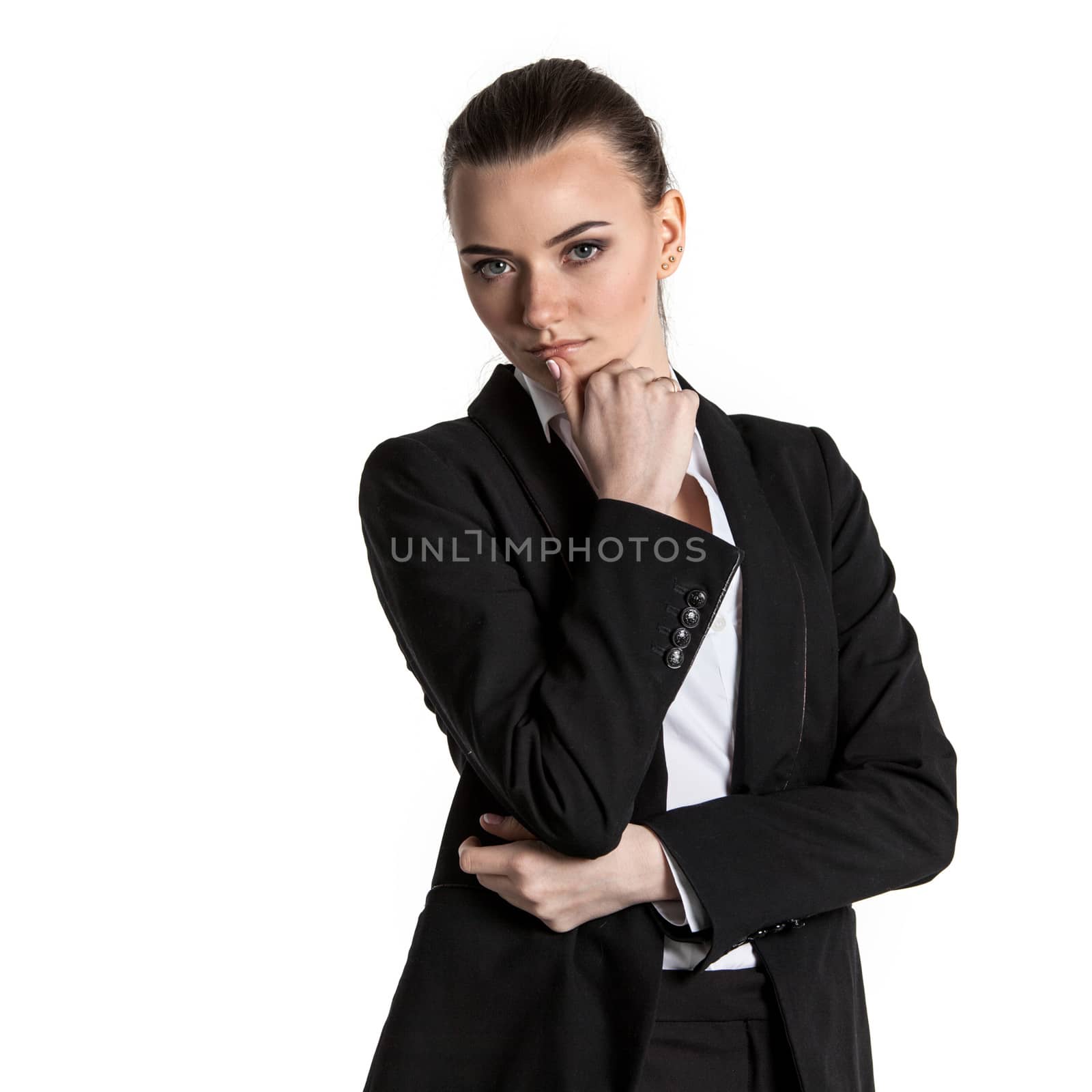 Businesswoman isolated on white  by ALotOfPeople