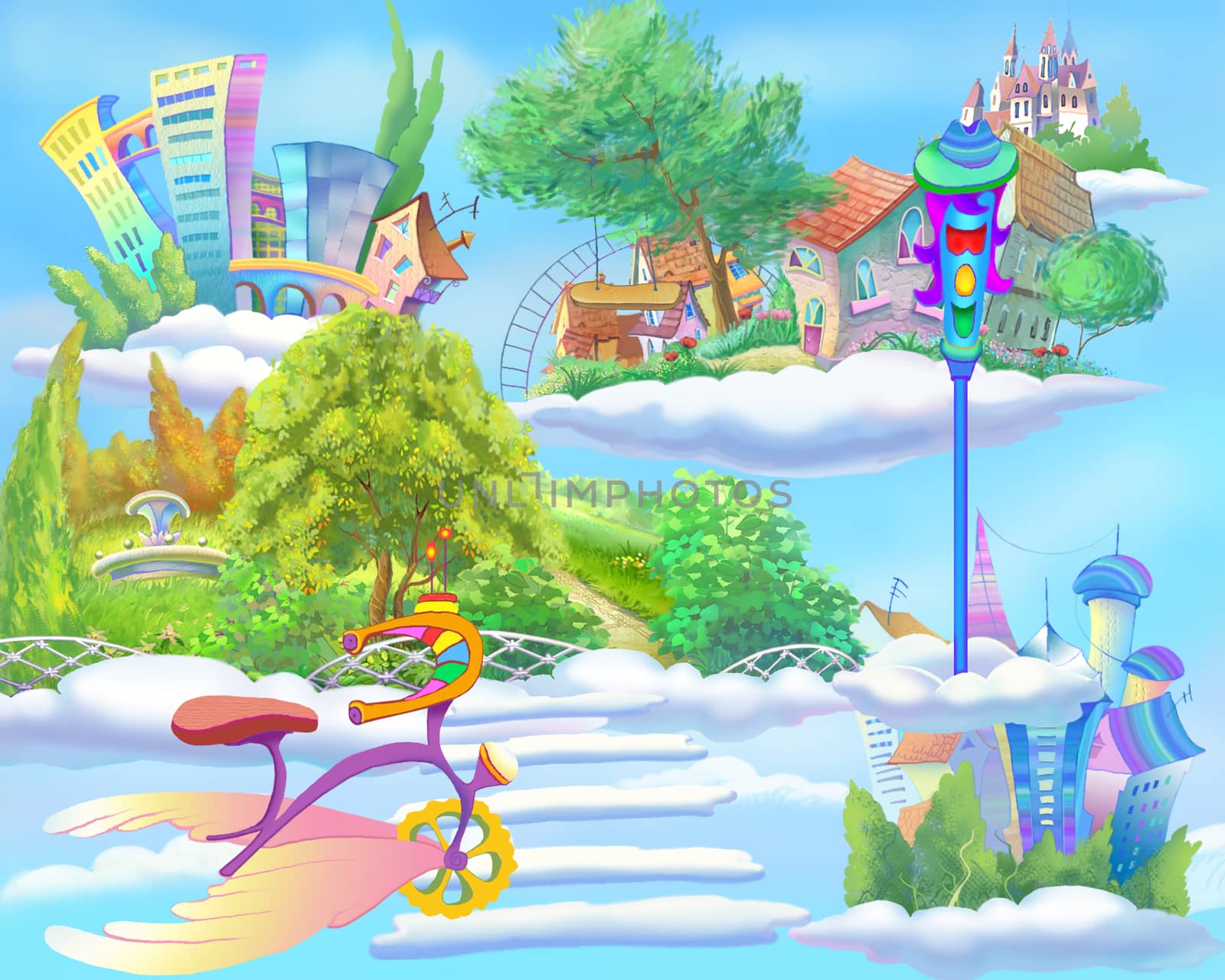 Fairy Tale World with Floating Islands in the Sky by Multipedia