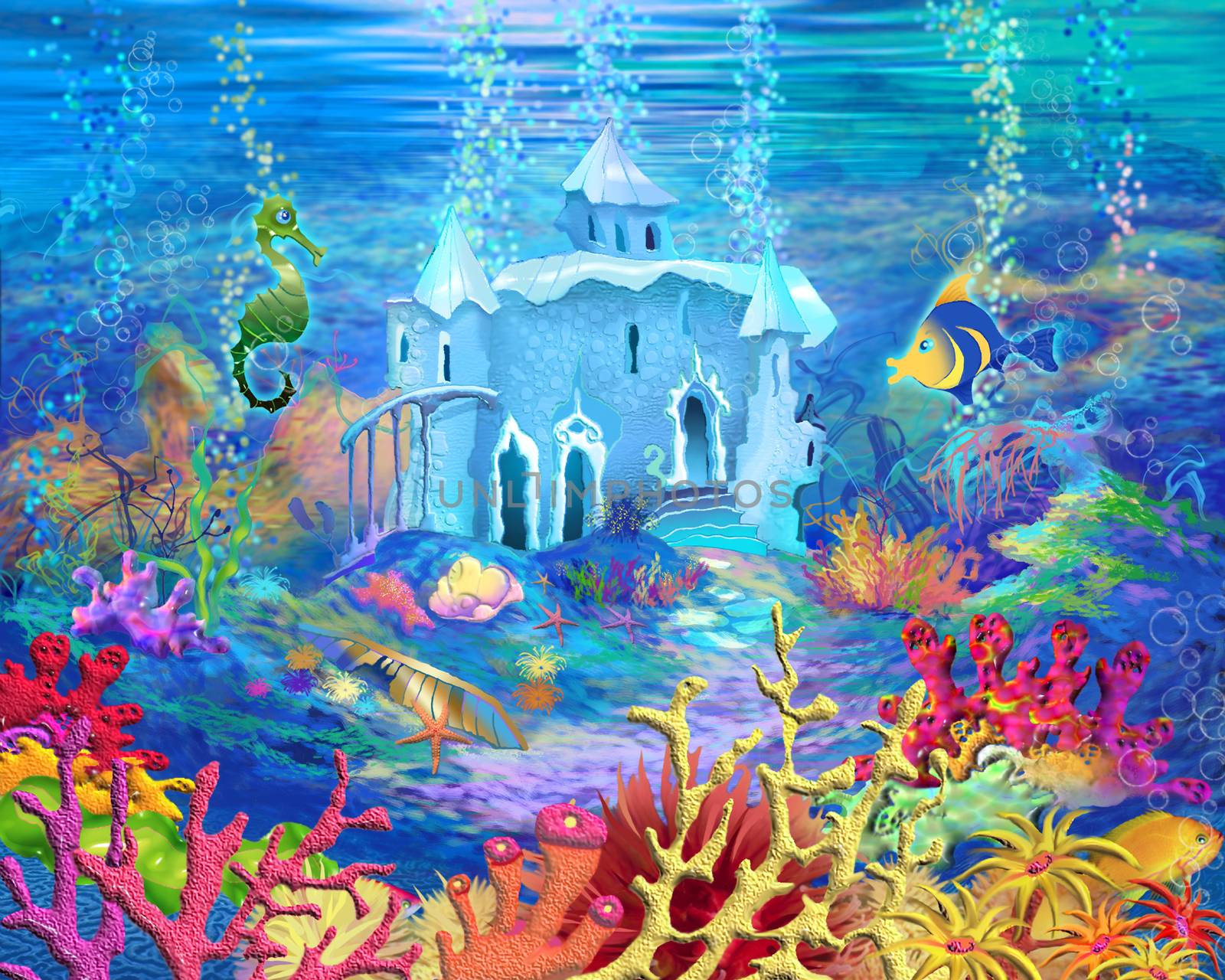 Mysterious and Fantasy Undersea World. Underwater Castle. by Multipedia